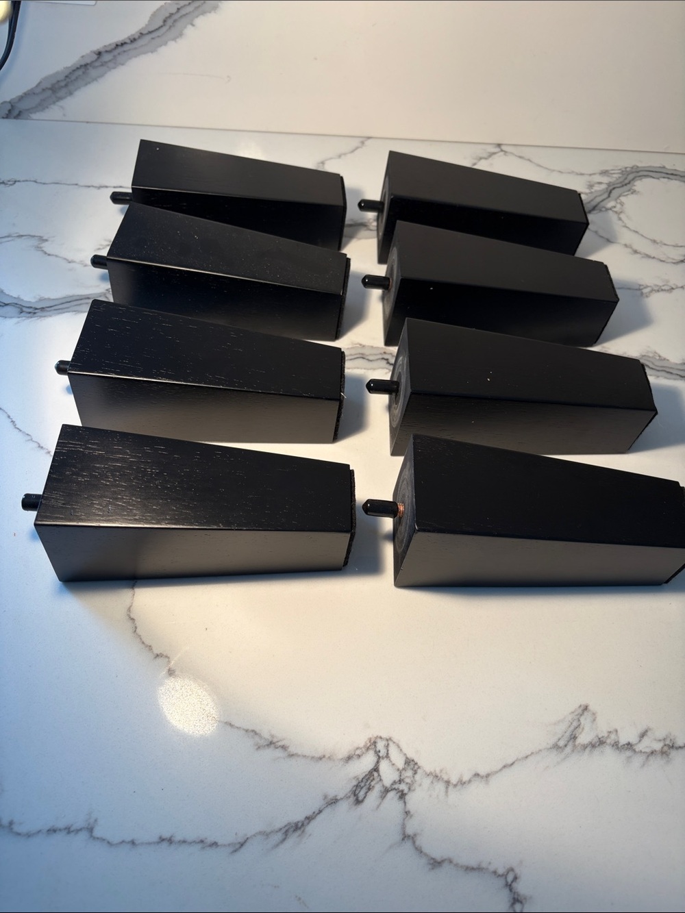 New Set of 8 Black Wooden Furniture Legs - Tapered Square Design